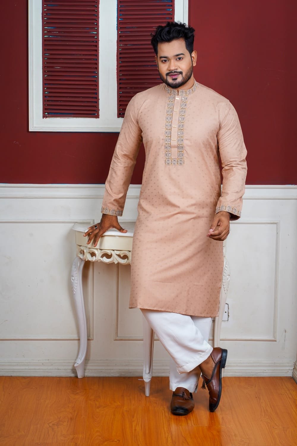 প্রিমিয়াম কট সিকুয়েন্স এম্ব্রয়ডারি পাঞ্জাবী